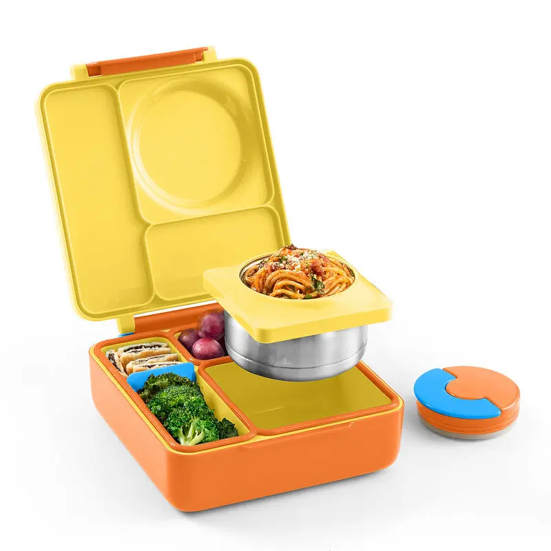 Stainless Steel Insulated Bento Lunch Box with Thermos, 3 Compartments Leak-Proof Food Container, Portable Lunch Box Set