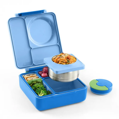 Stainless Steel Insulated Bento Lunch Box with Thermos, 3 Compartments Leak-Proof Food Container, Portable Lunch Box Set