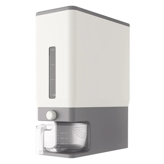 Airtight Rice Container – 1-Button Food Storage Dispenser with Transparent Visible Barrel, Moisture-Proof Grain Storage Bin