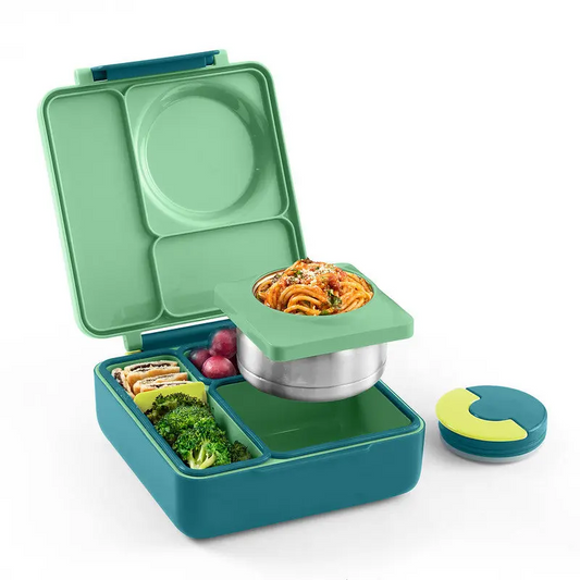 Stainless Steel Insulated Bento Lunch Box with Thermos, 3 Compartments Leak-Proof Food Container, Portable Lunch Box Set