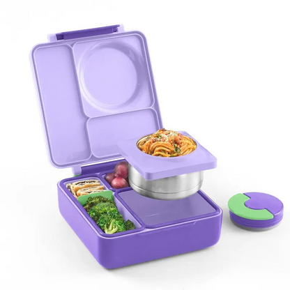 Stainless Steel Insulated Bento Lunch Box with Thermos, 3 Compartments Leak-Proof Food Container, Portable Lunch Box Set
