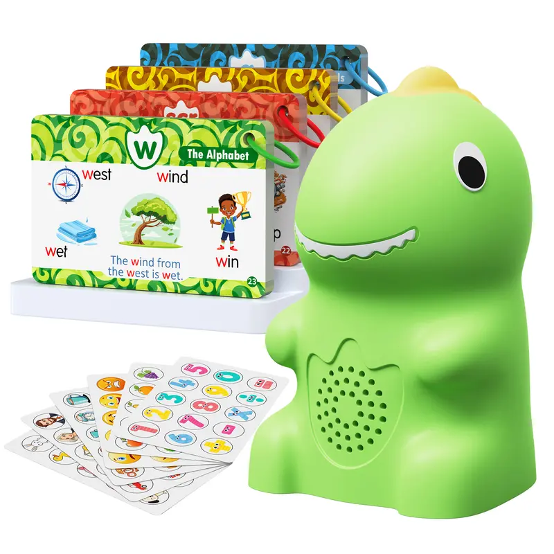 Dinosaur Talking Flash Cards for Kids, Interactive Learning Cards with Phonics & Sight Words, Montessori Educational Toy Set with 148 Cards, 592 Words and 6 Stickers