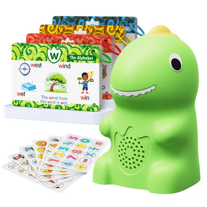 Dinosaur Talking Flash Cards for Kids, Interactive Learning Cards with Phonics & Sight Words, Montessori Educational Toy Set with 148 Cards, 592 Words and 6 Stickers